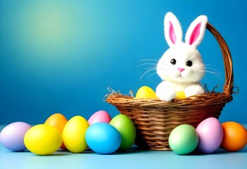 easter bunny with basket of eggs