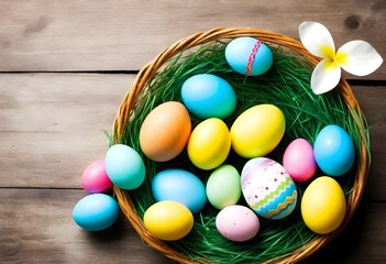easter eggs in a basket