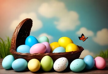 easter eggs in a basket