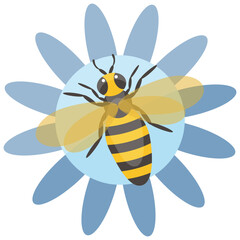 Vector Cute Bee on a flower Cartoon Illustration for postcard stickers