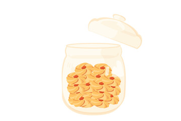 Cookies With Jam Are Kept In An Open Glass Jar | Eid Al-Fitr Snack