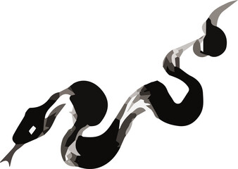年賀状　年賀2025　巳年　巳　蛇　へび年　墨絵　水墨画　筆　イラスト素材　黒