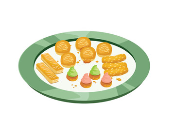 Several Types Of Cookies Are On The Same Platter | Eid Al-Fitr Snack 