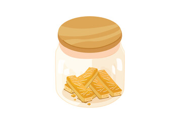 Kasstengel Cookies Are Presented In A Glass Jar With A Wooden Lid | Eid Al-Fitr Snack