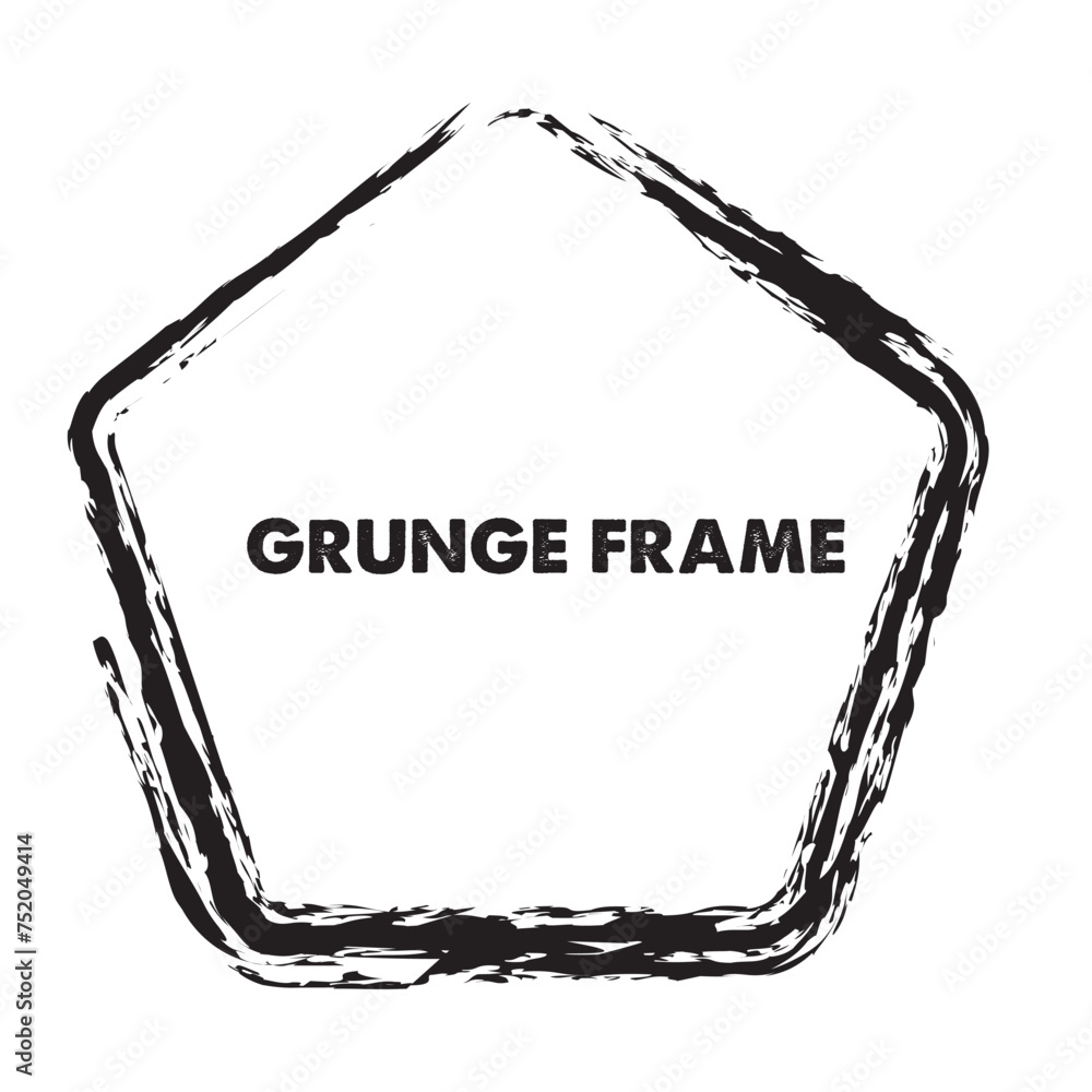 Aufkleber grunge black frame. pentagon rusty and grunge texture element frame border shape. 11:11
