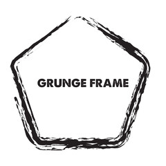Grunge black frame. Pentagon rusty and grunge texture element frame border shape. 11:11