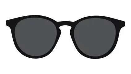 Fotobehang Black vector oval glasses. Aviator style sunglasses. 11:11 © Manidipa