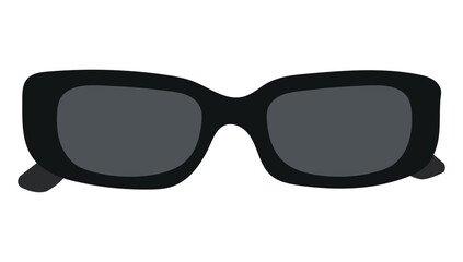  Sunglasses Vector Illustration. Oblong sunglasses icon with black frames. Polarized geek glasses, hipster sun lens ocular.  - obrazy, fototapety, plakaty