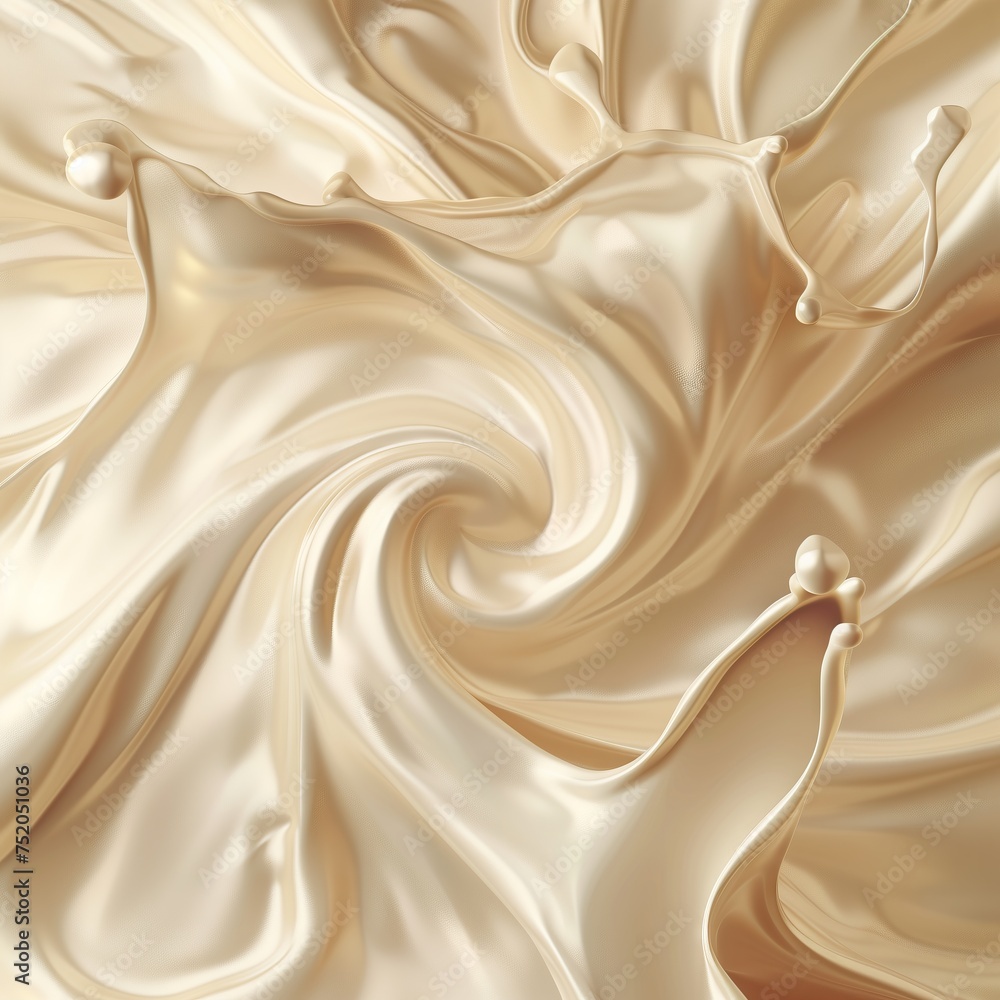 Poster abstract cream background with a milk wave texture and liquid swirl. gradient splash with ripple pat