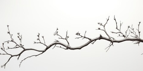 Winter scene with snow covered tree branch. Suitable for seasonal designs