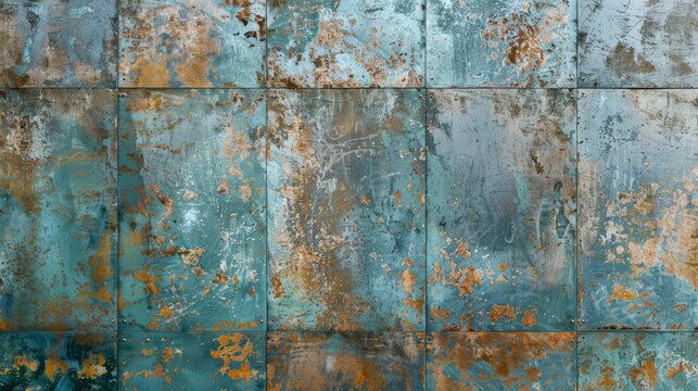 Background Texture Pattern in the Style of Aged Metal - Oxidized colors for a vintage industrial look created with Generative AI Technology © Sentoriak