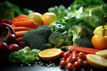 Fresh assortment of fruits and vegetables, perfect for healthy eating concept