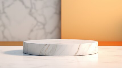 Fototapeta na wymiar A white marble plate placed on a counter, perfect for kitchen or restaurant concepts