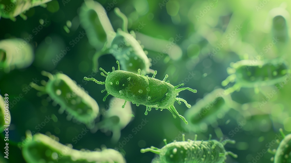 Aufkleber bacteria and viruses under a microscope. shallow depth of field.