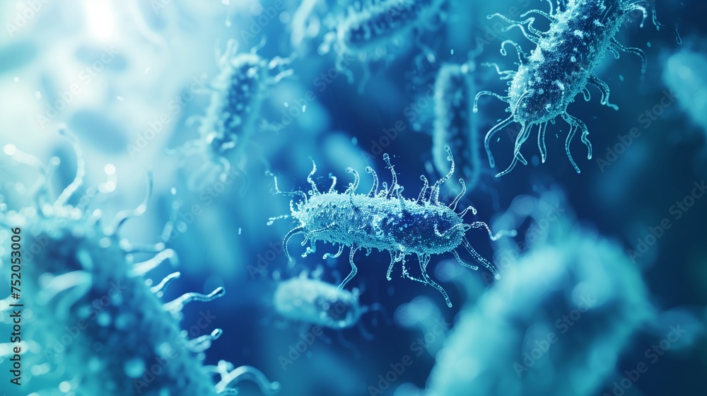 Poster bacteria and virus observed under the microscope. shallow depth of field.