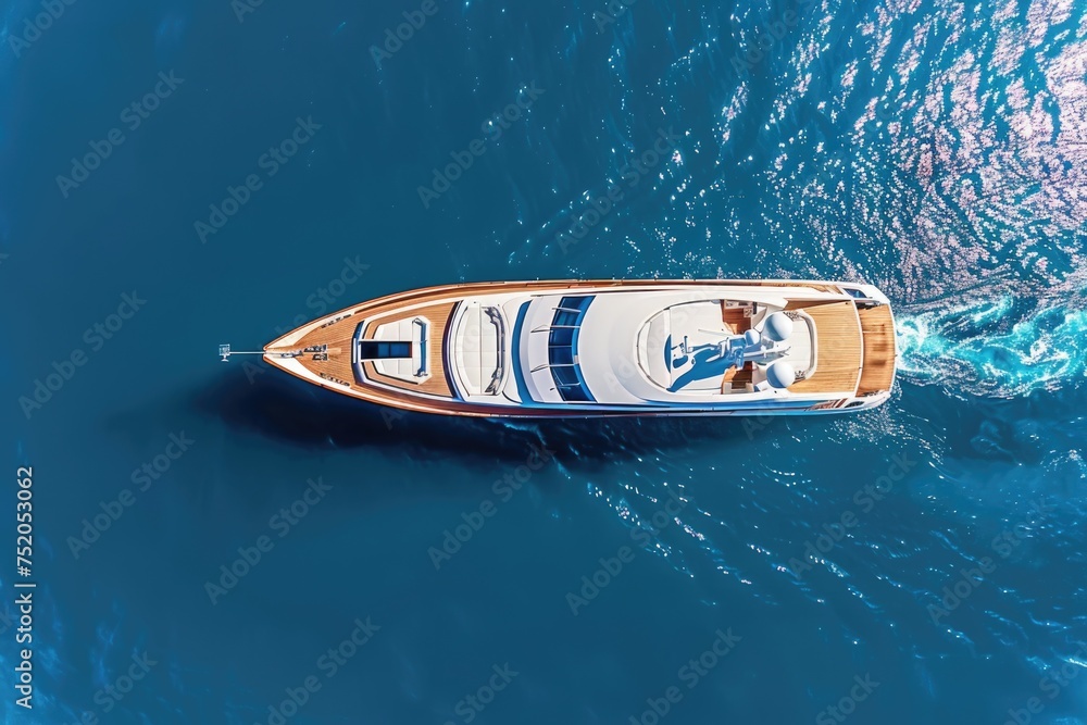 Poster a small boat floating in calm water. suitable for nautical themes