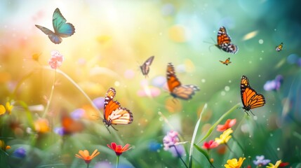 Obraz na płótnie Canvas Beautiful butterflies flying in nature.