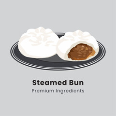 Hand drawn vector illustration of steamed bun chinese food