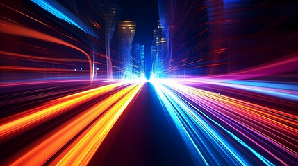 Fototapeta premium Abstract lines background with glow effect, flare light background