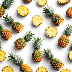 Fototapeta premium pineapple pattern on a white background.