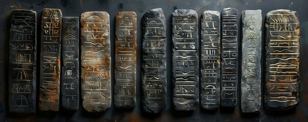 Ancient Stone Tablets Inscribed with the Ten Commandments: A Biblical Symbol of Guidance. Concept Religious Artifacts, Historical Symbols, Mosaic Covenant, Divine Inspiration