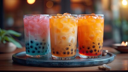 Obraz premium milk tea drink Bubble tea, or boba, from Taipei, Taiwan