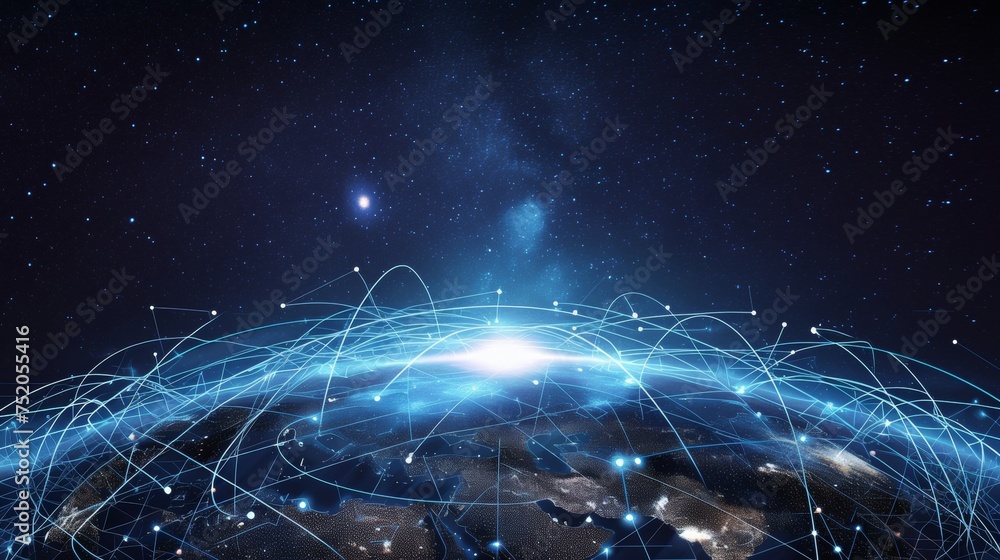 Poster Concept of a global communication network. Digital transformation.