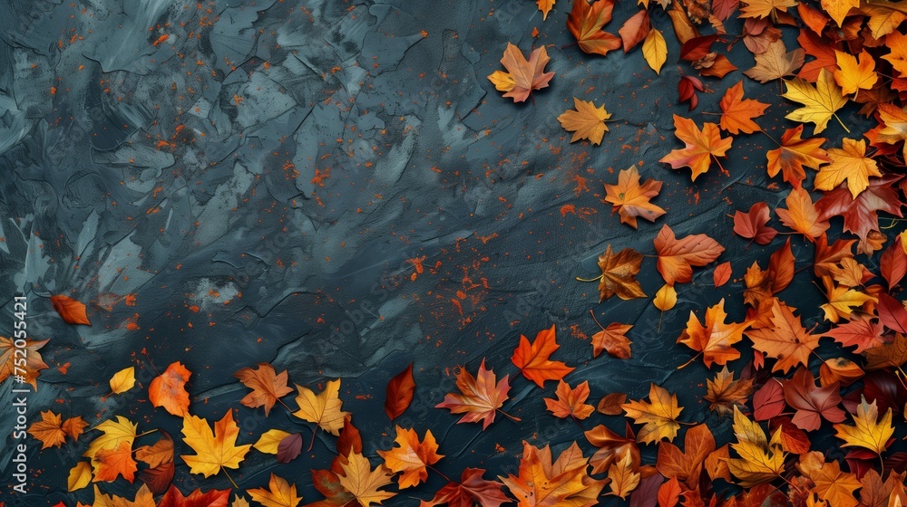Poster fall leaves pattern with copy space.
