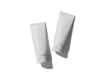 3D Realistic White Blank Tube Cosmetic Packaging Mockup