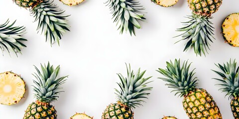 Pineapples Pattern Against White Background