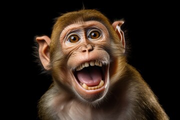 Close-up image of a monkey with its mouth open, suitable for nature and wildlife concepts