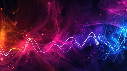 Abstract colorful light waves on dark background.
