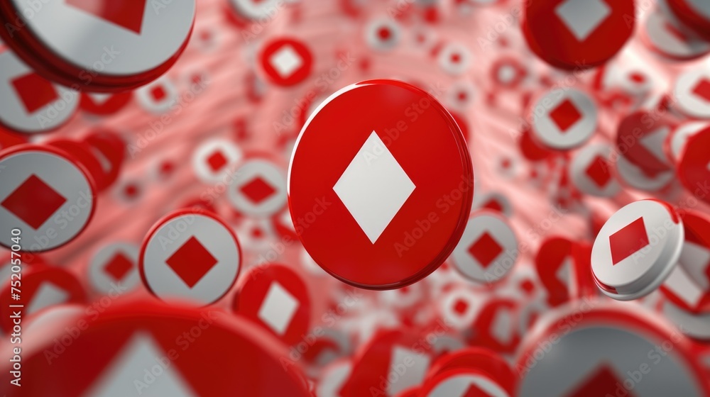 Poster a picture showing various red and white signs and arrows. suitable for illustrating directions and g