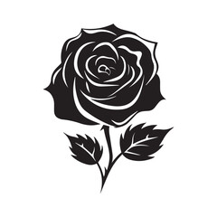 Rose icon black silhouette on a white background. Vector illustration.
