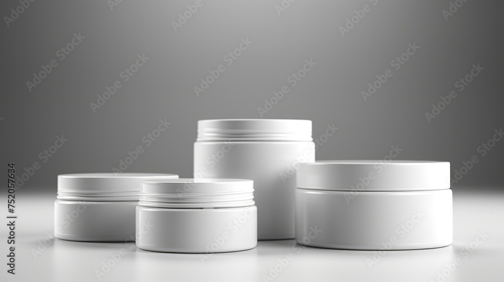 Aufkleber white containers on a table, versatile image for various concepts