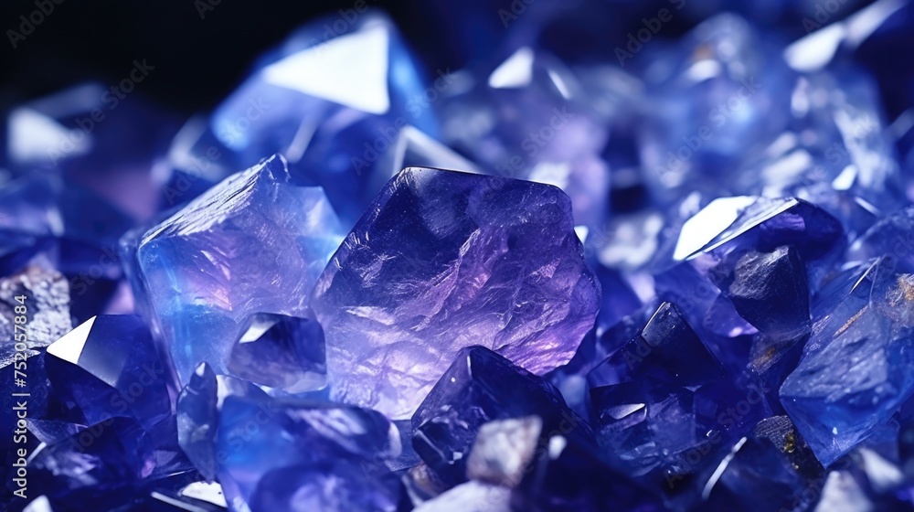 Poster a close up of a pile of blue crystals. ideal for science and nature concepts