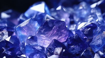 A close up of a pile of blue crystals. Ideal for science and nature concepts