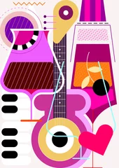 Acrylic prints Abstract Art Cocktails, Guitar and Piano 