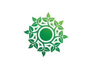 Circle and leaf icon colorful logo design. simple leaf logo