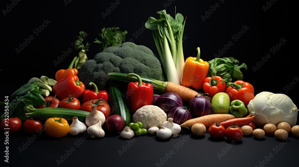 Aufkleber assorted vegetables displayed on a table, suitable for food and healthy eating concepts