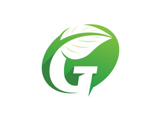 Letter G Nature Leaf Logo Design, Green Leaves modern Logos Designs