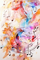 Abstract painting of music notes, suitable for music-related projects