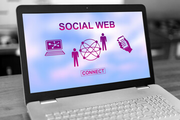 Social web concept on a laptop
