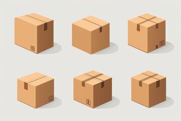 Set of four cardboard boxes on a plain white background. Ideal for packaging and shipping concepts