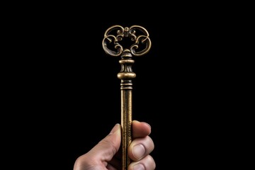 A person holding a golden key, suitable for business concepts