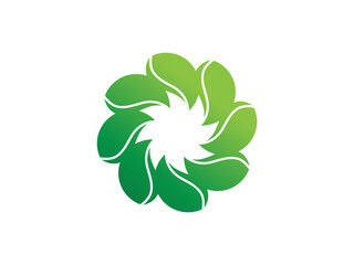 Circle and leaf icon colorful logo design. simple leaf logo