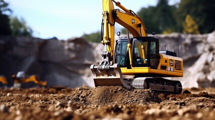Toy excavator sitting on a pile of dirt, suitable for construction themes