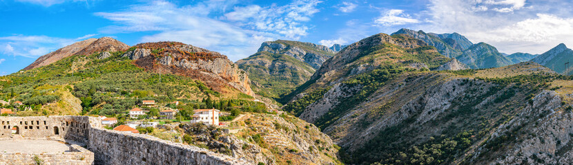 View to Vrica Rijeka stream canyon from Old Bar fortress in Montenegro - 752059832