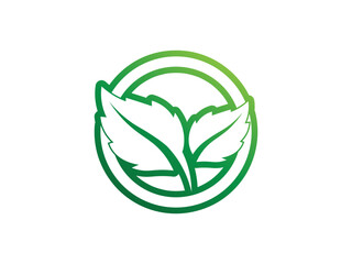 Circle and leaf icon colorful logo design. simple leaf logo