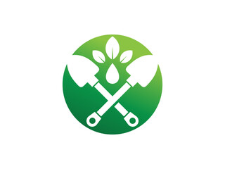 Garden Shovel Logo with Tree Concept vector design